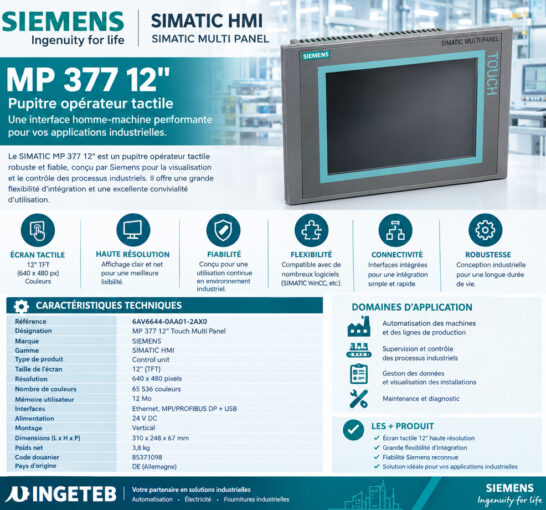 SIEMENS 6AV6644-0AA01-2AX0 écran tactile SIMATIC MP 377