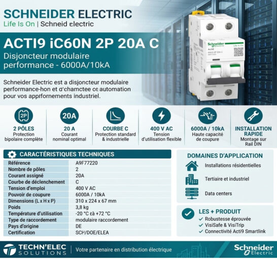 Acti9, iC60N disjoncteur 2P 4A courbe C
