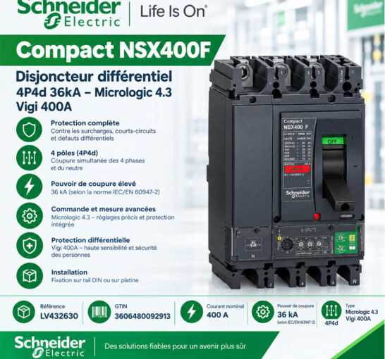 NSX 400F avec déclencheur électronique micrologic2.3 et vigi