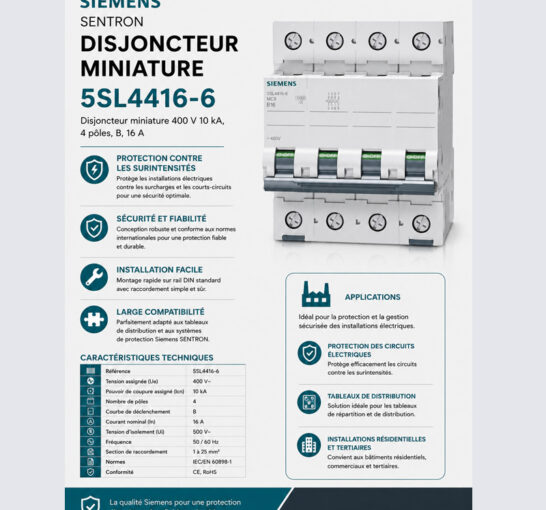 Siemens 5SL4416-6 DISJONCTEUR 10KA 4 PÔLES B16