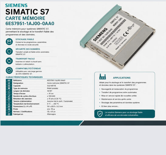 Carte mémoire Siemens Simatic S7 6ES7951-1AJ00-0AA0