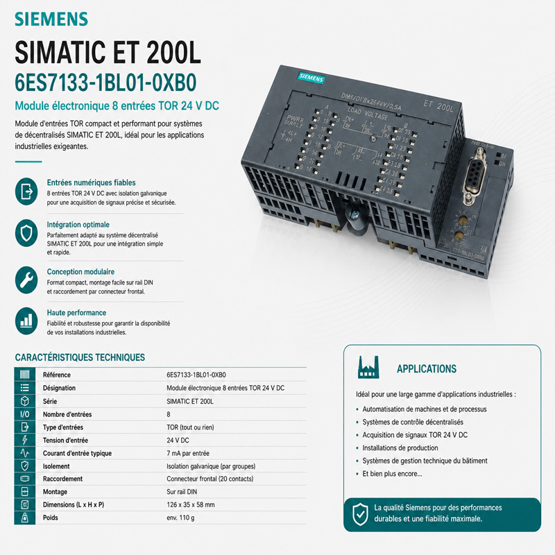 Module électronique SIEMENS 6ES7 133-1BL01-0XB0 ET 200L SC