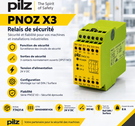 PILZ Relais de sécurité 774314 , 24 VDC, 3PST-NO, PNOZ X3 Series, Rail DIN / Surface, 8 A, Vis