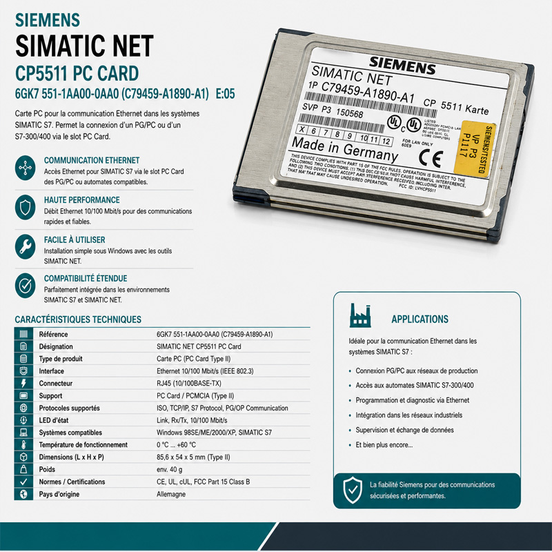 Siemens Simatic NET CP5511,C79459-A1890-A1, E:05